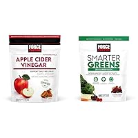 Force Factor Organic Apple Cider Vinegar Soft Chews for Digestion, 30 Chews & Smarter Greens Superfood Chews with 25+ Superfoods, 60 Chews