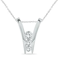 1 Carat TW Diamond Three Stone Pendant Available in 14K White and Yellow Gold