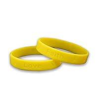 Yellow Ribbon Awareness Silicone Bracelets – Yellow Rubber Wristbands for Spina Bifida, Bladder Cancer, Sarcoma, Missing Children - Perfect for People with Small Wrist