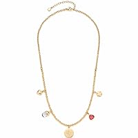 Leonardo Jewels Giselle 023214 Women's Necklace Stainless Steel IP Gold with 5 Small Charm Pendants, Length 45-50 cm, Jewellery Gift for Women, Stainless Steel, No Gemstone