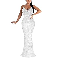 Sequin Dress for Women Party Night Cocktail,Sexy Elegant Rhinestone Bodycon Party Club Night Out Long Evening Dresses
