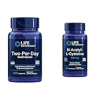 Two-Per-Day High Potency Multi-Vitamin & Mineral Supplement & N-Acetyl-L-Cysteine (NAC), Immune, Respiratory, Liver Health, NAC 600 mg