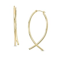Criss-Cross Hoop Earrings For Womens And Girls In 14K Yellow Gold Plated With 925 Sterling Silver