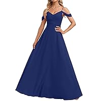 Women's Chiffon Off Shoulder Bridesmaid Dress Floor Length A-line Evening Dress