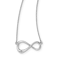 925 Sterling Silver Polished Lobster Claw Closure White Ice Diamond Infinity Symbol With 2inch Ext Necklace 16 Inch Measures 19mm Wide Jewelry for Women