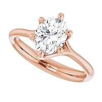 925 Silver, 10K/14K/18K Solid Gold Moissanite Engagement Ring 1.0 CT Oval Cut Handmade Solitaire Ring, Diamond Wedding Ring for Women/Her Anniversary Ring, Birthday Rings,VVS1 Colorless Gift