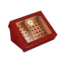 Desktop Cigar Humidor, Handmade Cecigar Storage Box, with Hygrometer Humidifier, Holds 30 Cigars, Removable Tray Divider