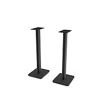 Kanto SP26PL Universal Speaker Floor Stands for Bookshelf Speakers | 26” Tall | Two Sizes Rotating Top Plate w/Foam Padding | Carpet & Hardwood Feet | Hidden Cables | ¼”-20 Mounting | Pair | Black