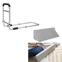 OasisSpace Bed Rail - Bedside Fall Prevention Grab Bar Mobility Aid for Elderly Seniors, Handicap Wedge Pillow Body Position Back Positioning Elevation Pillow with Removal Cover