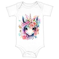 Unicorn and Flowers Baby Onesie - Funny Presents - Unicorn Presents