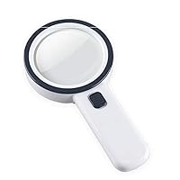 Qiangcui Hand-held Magnifier, Optical Glass Lens with LED and UV Lamps for Reading, Inspection, Welding, Needlework, Repair, Hobbies and Crafts