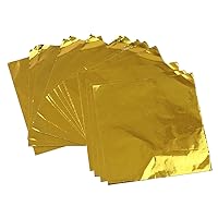 100 Pcs 3x3in Foil Aluminum Chocolate Candy Wrappers Foil Packaging Square Wrap Paper for Sweets Sugar Decoration, Gold