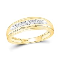 The Diamond Deal 10kt Yellow Gold Mens Round Diamond Wedding Channel-set Band Ring 1/4 Cttw