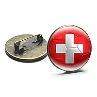 Switzerland Flag Brooch - Football Flag Pin Lapel Badge Pin Button Brooch For Suit Tie Hat Women Men,Novelty Jewelry Brooch For Patriot Clothing Bag Accessories