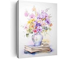 Orchid flowers and books art watercolors,botanical prints wall art,bedroom wall decor for women for Office Living Room Bedroom Gym Black and White Office Wall Decor-16