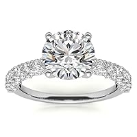 Mois 3 CT Round Colorless Moissanite Engagement Ring for Women/Her, Wedding Bridal Ring Set, Eternity terling Silver Solid Gold Diamond Solitaire Prong for Her