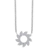 Created Round Cut White Diamond 925 Sterling Silver 14K Gold Over Diamond Flower Style Pendant Necklace for Women's & Girl's