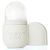 Glow Cube Ice Roller For Face Eyes and Neck To Brighten Skin & Enhance Your Natural Glow/Reusable Facial Treatment to Tighten & Tone Skin & De-Puff The Eye Area (White)
