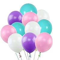10 Inch Balloons Assorted Colors White Purple Pink Green Latex Balloons for Birthday Decorations Baby Shower Party Holiday Supply (100 Pcs)