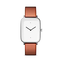 Bulbul Oblong 03 Watch - Matte Steel on Brown Italian Leather