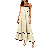 Sundresses for Women 2024 Fashion Sexy Solid Color Sleeveless Adjustable Strap Strapless Dress