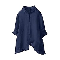 2024 Women's Embroidered Shirt Summer Loose Hooded Top Blouses for Women Linen Plus Size