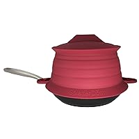 SplatterDom Splatter Protector for 10 and 12 Inch (25 and 30 Centimeters) Pots & Pans - Collapsible, Adjustable, Reversible, Microwave & Dishwasher Safe - Includes a 10 Inch Lid (Bordeaux, Large)