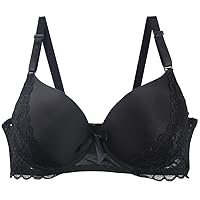Push Up Thick Padded Plunge Underwire T Shirt Lace Bra Lift Support for Women Add One Cup Seamless Bra Plus Size