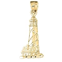Silver Lighthouse Pendant | 14K Yellow Gold-plated 925 Silver Lighthouse Pendant