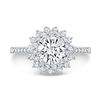 14K Solid White Gold Handmade Engagement Ring, 2 CT Round Cut Moissanite Diamond Solitaire Wedding/Bridal Rings Set for Women/Her Propose Rings by Siyaa Gems