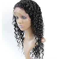 Full Lace Wigs Hand Made Human Hair Remy 100% Brazilian Virgin Color:#1 Deep Wave Dw (10