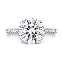 Riya Gems 2 CT Round Moissanite Engagement Ring Wedding Bridal Ring Set Solitaire Accent Halo Style 10K 14K 18K Solid Gold Sterling Silver Anniversary Promise Ring Gift for Her