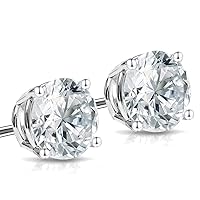 0.22 ct Lab Grown Diamond 4 Prong Push Back Stud Earrings (F Color VS-2 Clarity) in 14 kt White Gold
