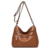 Ladies Shoulder Bag PU Casual Tot Bag Spacious Multi Pocket Crossbody Purse Shoulder Bag Tot Bag
