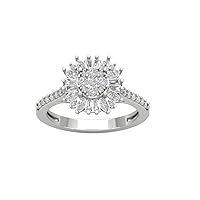 Diamond2Deal 10K Gold or Silver Multi Shape Diamond Halo Engagement Ring (1Ct, I-J Color, I2-I3 Clarity)