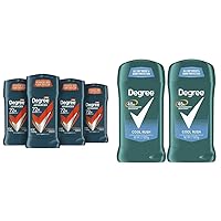 Degree Men Antiperspirant Deodorant Adventure 4 Count & Men Original Antiperspirant Deodorant for Men, Pack of 2, 48-Hour Sweat and Odor Protection, Cool Rush 2.7 oz