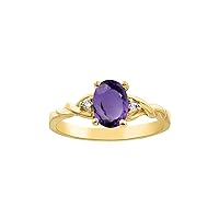 Rylos Timeless 14K Yellow Gold Birthstone Ring - 7X5MM Oval Gemstone & Sparkling Diamonds - Women's Jewelry, Sizes 5-10