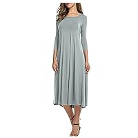 Fall Winter Long Sleeve Dress for Women Trendy Plus Size Ruched Midi Dress Casual Elegant Formal Pleated Flowy Dress