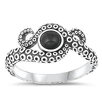 CHOOSE YOUR COLOR Sterling Silver Octopus Ring