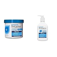 AmLactin Intensive Healing Body Cream – 12 oz Tub & Intensive Healing Body Lotion for Dry Skin – 14.1 oz Pump Bottle