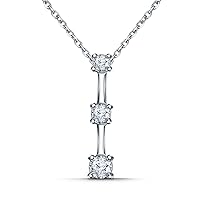 VVS1 Near White Round Moissanite Silver Plated Pendant For Women Without Chain.