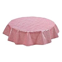 Round Oilcloth Tablecloth in Gingham Red - You Pick The Size!