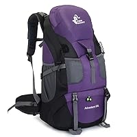 50L Waterproof Hiking Backpack Men Trekking Travel Backpacks Women Sport Bag Outdoor Mountaineering Hike Bags (Purple 2)
