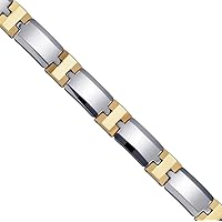 Tungsten Yellow Rose Tone Polished Mens Link Bracelet 12mm 8.5 Inch Jewelry Gifts for Men