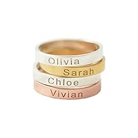 Custom Sterling Silver Name Ring • Stackable Ring • Engraved Band Ring • Personalized Name Rings • New Mom Gift • Best Friend Gift • Perfect Valentines Day Gift For Her