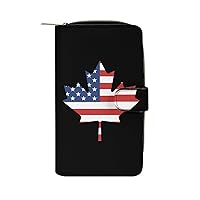 USA Flag Canadian Flag Fashion Long Wallet for Men Women Coin Pouch Credit Card Holder Purses & ID Window