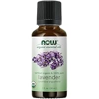 NOW Essential Oils, Organic Lavender Oil, Soothing Aromatherapy Scent, Steam Distilled, 100% Pure, Vegan, Child Resistant Cap, 1-Ounce