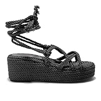MissHeel Lace Up Wedge Platform Rope Sandals Comfortable