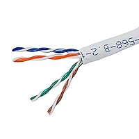 Monoprice Cat5e Ethernet Bulk Cable - Solid, 350Mhz, UTP, CMR, Riser Rated, Pure Copper, 24AWG, Pull Box, 1000 Feet, White