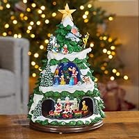 MOMENTS IN TIME Disney Licensed Animated Christmas Tree, Christmas Tabletop Decor with LED Lights, 8 Classic Christmas Songs - Power Adapter (Included) (17.8